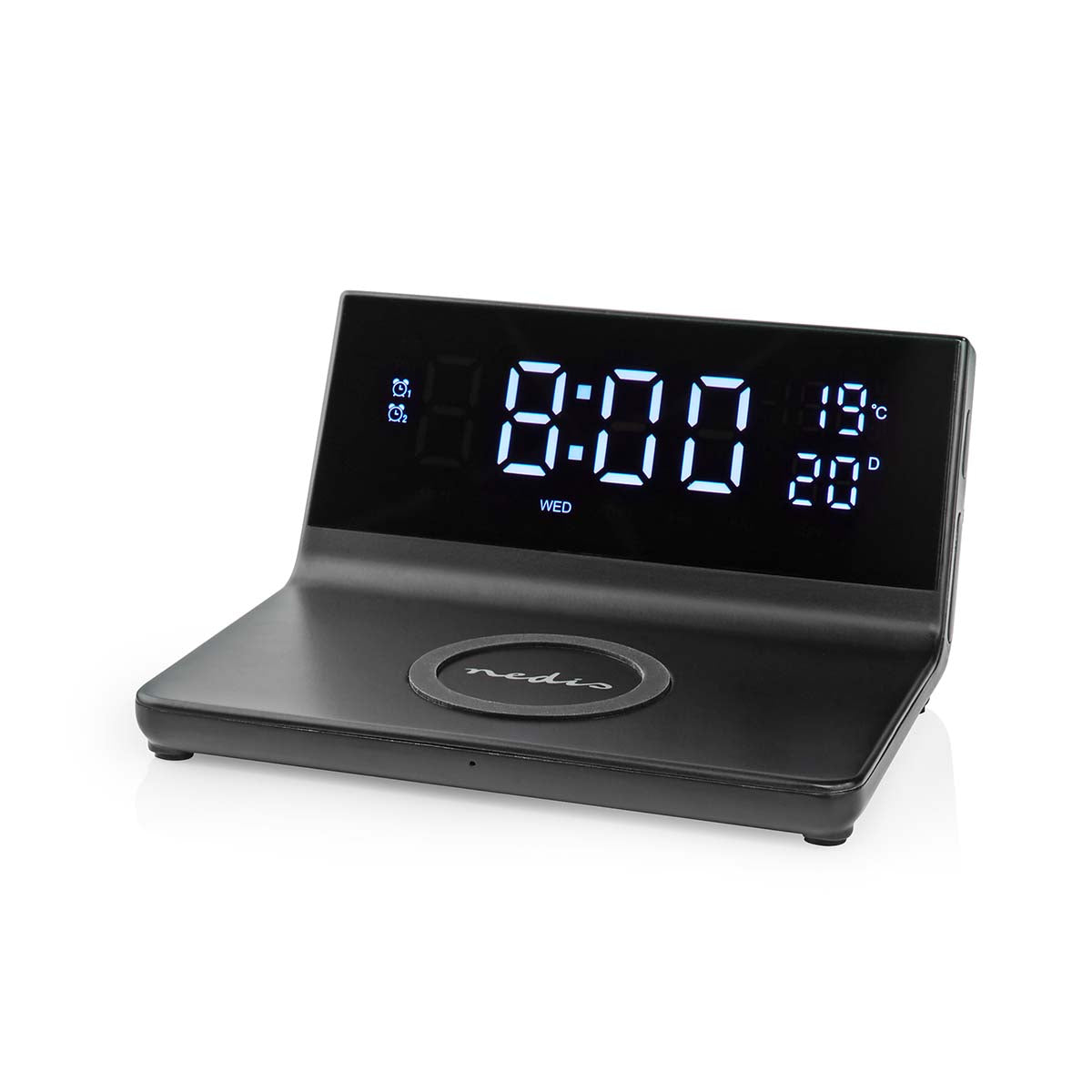 Alarm clock with wireless charging Qi certified 10 15W